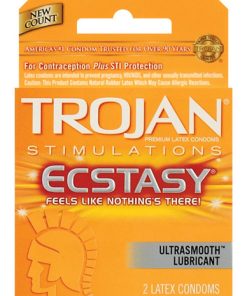 Trojan Ultra Ribbed Ecstasy Lubricated Condoms 2 Pack