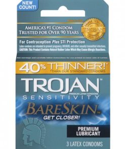 Trojan Bareskin Condoms 3 Count Box