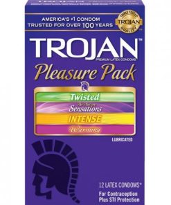 Trojan Pleasure Pack 12 Assorted Latex Condoms