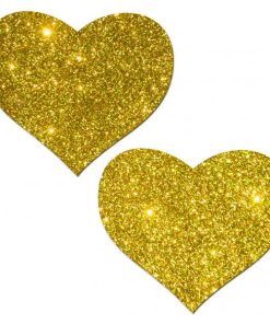 Pastease Gold Glitter Heart Pasties O/S