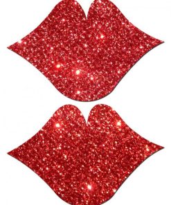 Lips Kisses Red Glitter Pasties O/S