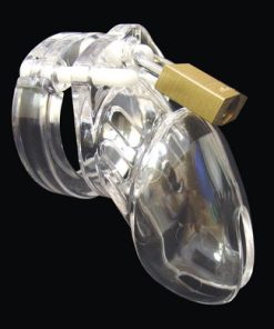CB-6000S Male Chastity Device 2.5 inches Cock Cage and Lock Set Clear