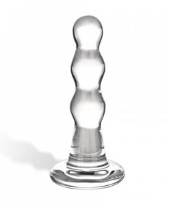 Glass Triple Play Beaded Butt Plug Clear