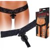 Hustler Crotchless Vibrating Lace Panties Beads Black M/L