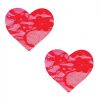 Neva Nude Lace Heart Pasties - Red O/s