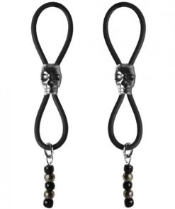 Bijoux De Nip Nipple Halos Black Skull Slider Black Silver