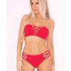 Pink Lipstick Truth Or Bare 2 Piece Bra Set Red M/L