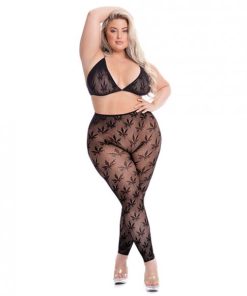 Pink Lipstick All About Leaf Bra & Leggings Black Qn