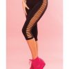 Pink Lipstick Sweat Side Slash Stretch Crop Pant For Support & Compression Black M/l