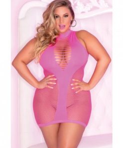 Pink Lipstick Inter-Net High Neck Dress Pink 1X/2X