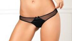 Rene Rofe Crotchless Fishnet Panty Black M/L