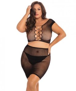 Rene Rofe Black Story Skirt Set Black 1x-3x