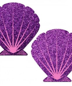 Mermaid Glitter Purple & Pink Seashell Pasties O/S