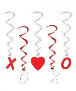 Valentines X's & O's Whirls - Red/white