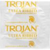 Trojan Condom Stimulations Ultra Ribbed Spermicidal Lubricant 12 Pack