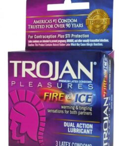 Trojan Condom Pleasures Fire & Ice Dual Action Lubricant 3 Pack