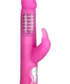 Hustler Toys Silicone Rotating Rabbit With Pleasure Beads Vibrator Waterproof Pink