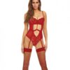 Bombshell Boudoir Strap Overlay Teddy Red Md