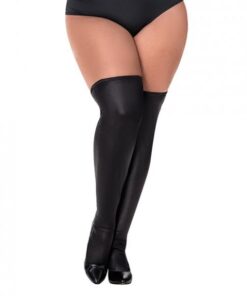 Wet Look Thigh Highs Black Qn