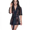 Lace Robe W/matching G-string Black Xl