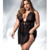 Lace & Mesh Babydoll & G-string Black 1x/2x