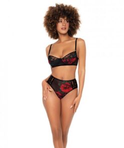 Underwire Bra Top & High Waisted Bottom Black L/xl