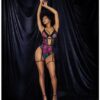 Flower Print Mesh Underwire Teddy W/detachable Garter Straps Multi Color S/m