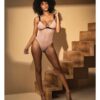 Diamond Mesh Bodysuit Nude/black S/m