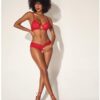 Shadow Stripe Underwire Top W/heart Detail & Crotchless Bottom Red S/m