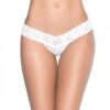 Patterned Lace Thong White Lg