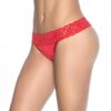 Lace Trim Thong Red Sm