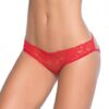 Lace Panty W/back Cage Red Lg