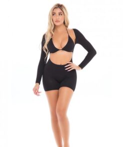 Pink Lipstick Knock Out 2 Pc Play Suit Black O/s