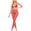 Pink Lipstick Tall Order Bra Top & Leggings Red O/s