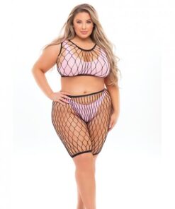 Pink Lipstick Brace For Impact Large Fishnet Top