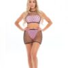 Pink Lipstick Crave You Large Fishnet Cami Top & Skirt