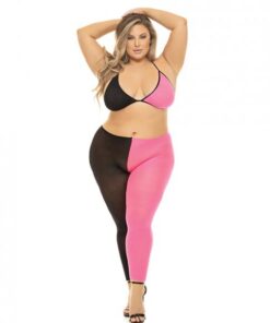 Pink Lipstick Block You Out Bra & Legging Black/pink Qn