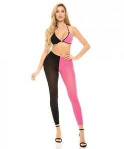 Pink Lipstick Block You Out Bra & Legging Black/pink O/s