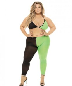 Pink Lipstick Block You Out Bra & Legging Black/green Qn