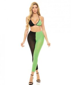 Pink Lipstick Block You Out Bra & Legging Black/green O/s