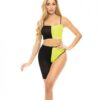 Pink Lipstick Block You Out Bandeau & Bottom Black/yellow O/s