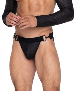 Master Jockstrap W/hook & Ring Closure & Contoured Pouch Black Lg