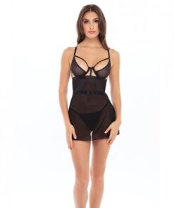 Rene Rofe New In Town Chemise & G-string Black M/l