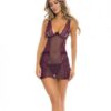 Rene Rofe Sneak Peak Chemise & G-string Purple M/l