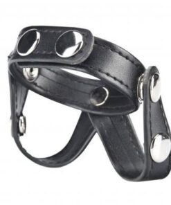 C & B Gear V-Style Cock Ring with Ball Divider Black