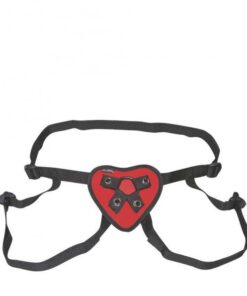 Lux Fetish Red Heart Strap On Harness O/S