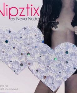 Neva Nude Pasty Heart Sequin Lace White