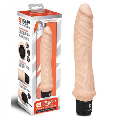 Powercock 8" Girthy Realistic Vibrator - Light