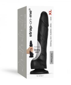 Strap-on-me Sliding Skin Realistic Dual-density Dildo Black Xl