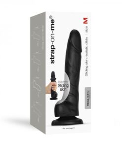 Strap-on-me Sliding Skin Realistic Dual-density Dildo Black M